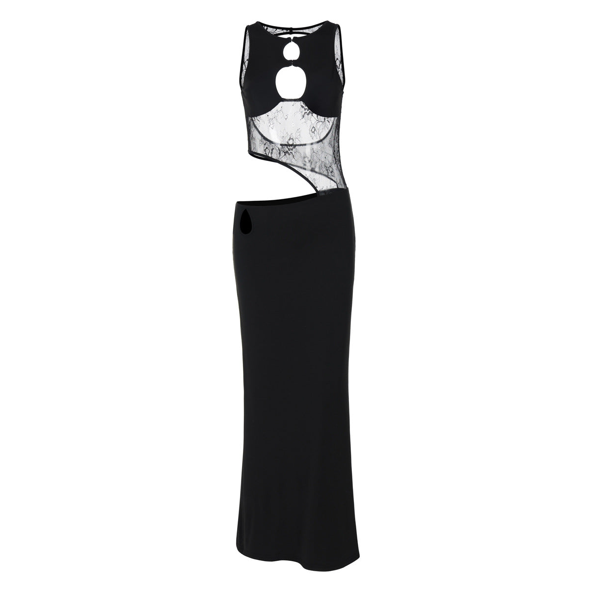 Backless Hollow Out Cutout out Stitching Slim Fit Dress