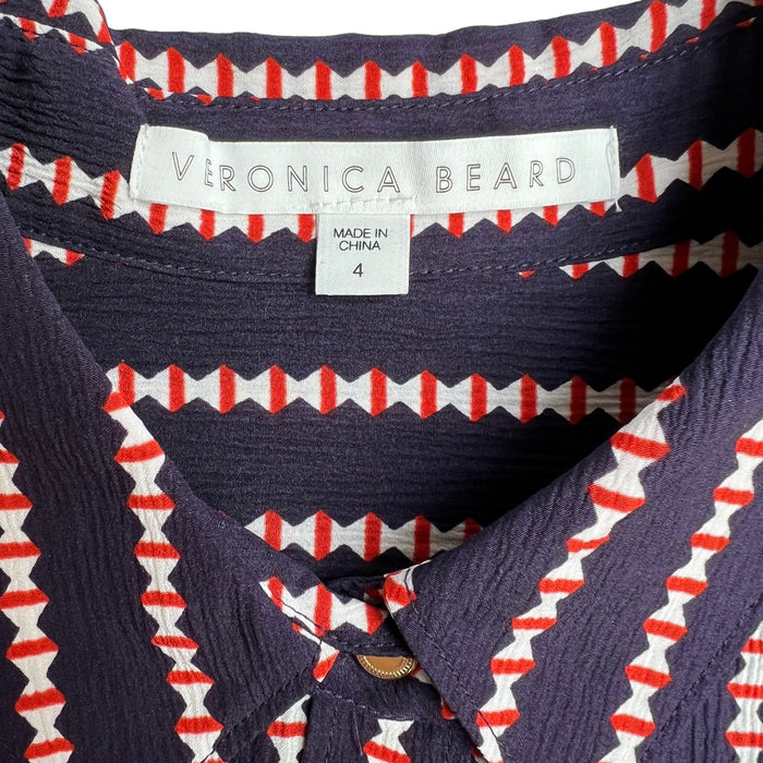 Navy Print Silk Shirt - 4