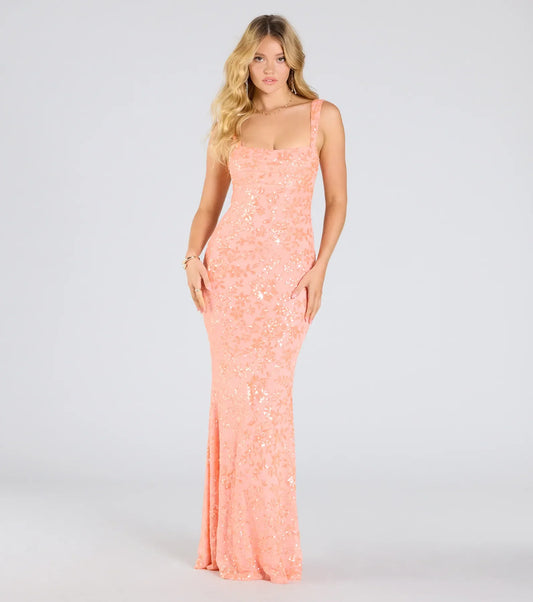 Darlene Cutout Back Bodycon Sequin Formal Dress
