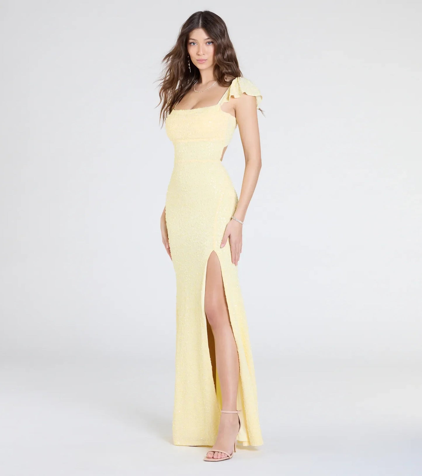 Tanya Lace-Up Slit Mermaid Beaded Formal Dress