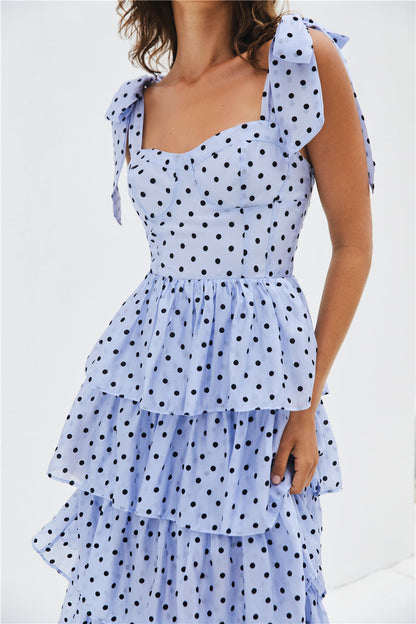 Mediterranean Muse Tiered Midi Dress Blue