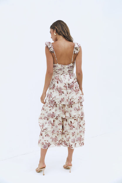 Florienne Tiered Midi Dress Mauve