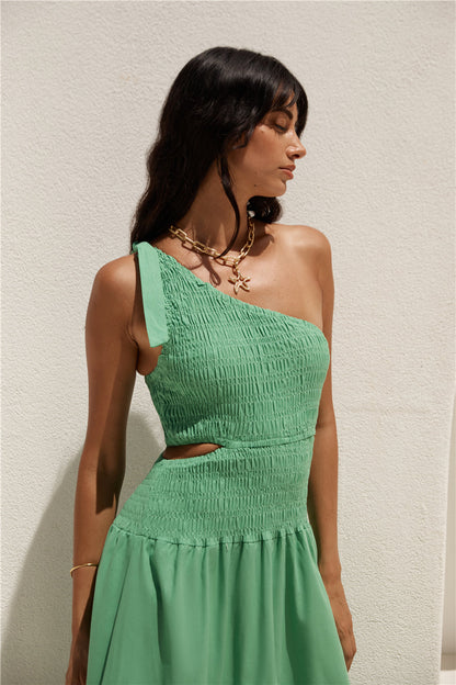 Close Up One Shoulder Maxi Dress Green