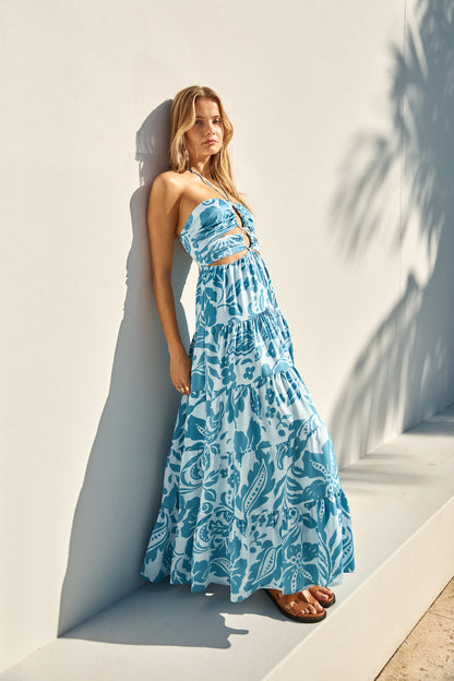 FORTUNATE ONE Aquamarine Maxi Dress Blue