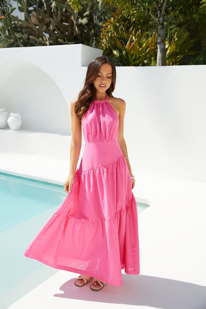 Radiant Petals Maxi Dress in Pink