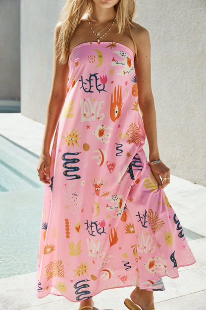Magic Tricks Strapless Maxi Dress Pink