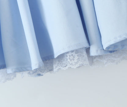 Blue Halter Dress Fitted Waist Backless Sweet Pettidress