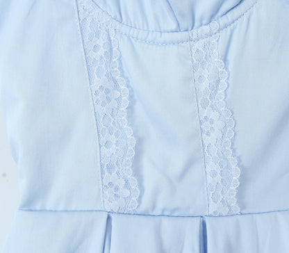 Blue Halter Dress Fitted Waist Backless Sweet Pettidress