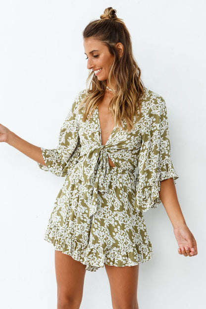Rushing Back Romper Olive