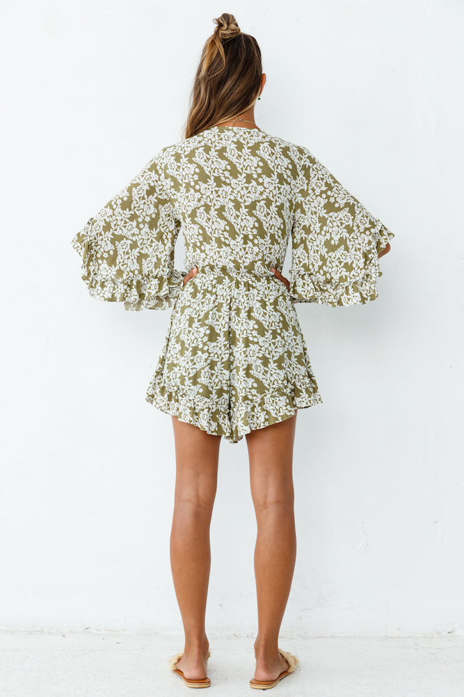 Rushing Back Romper Olive