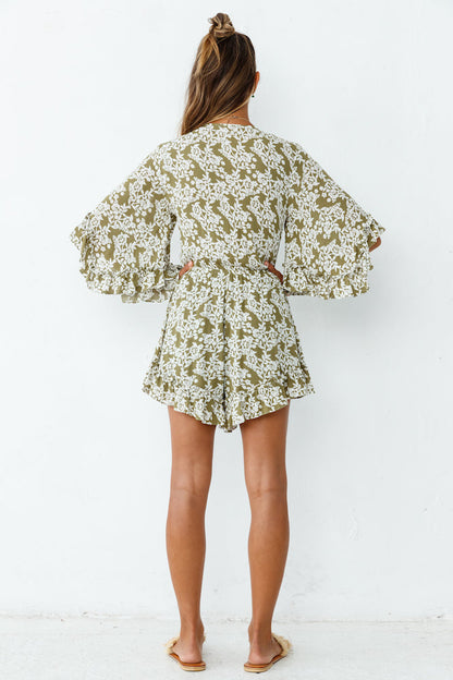 Rushing Back Romper Olive