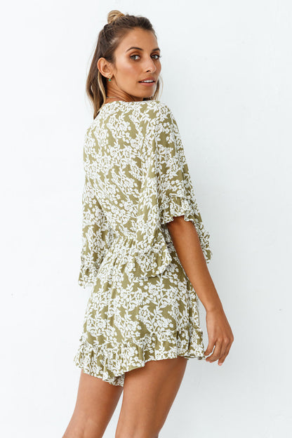 Rushing Back Romper Olive