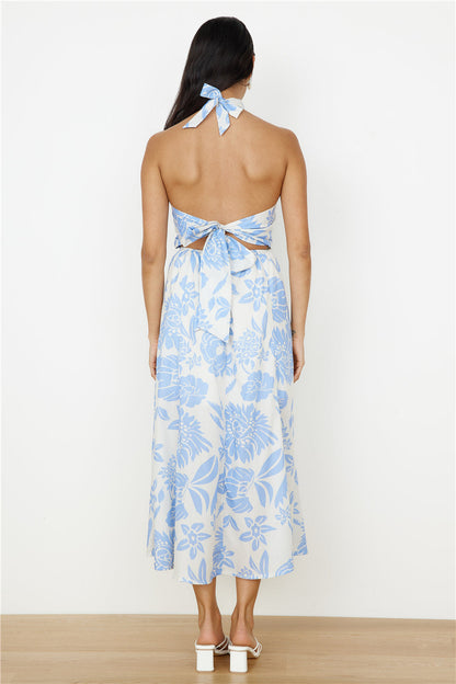 Showing Emotions Halter Maxi Dress Blue