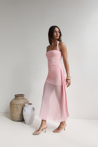 Sailing Days Mesh Maxi Dress Pink