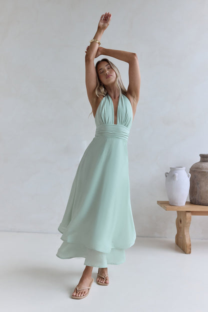 City Lights Calling Maxi Dress Green