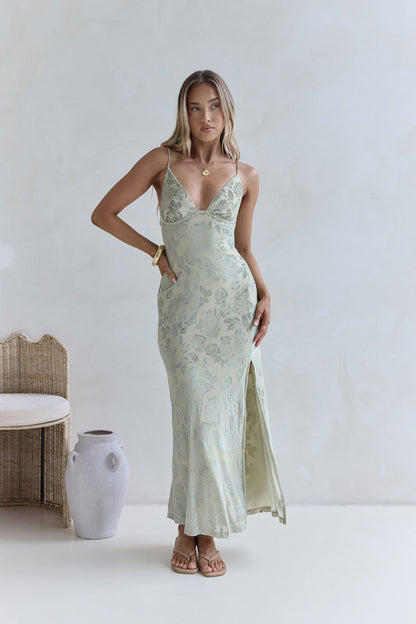 Far And Away Mesh Maxi Dress Sage