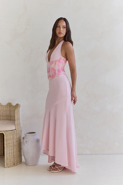 Cross The Seas Halter Maxi Dress Pink