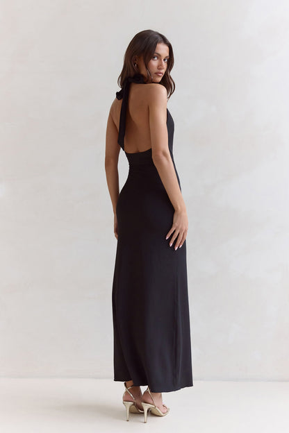 Pure Dreamer Halter Maxi Dress Black
