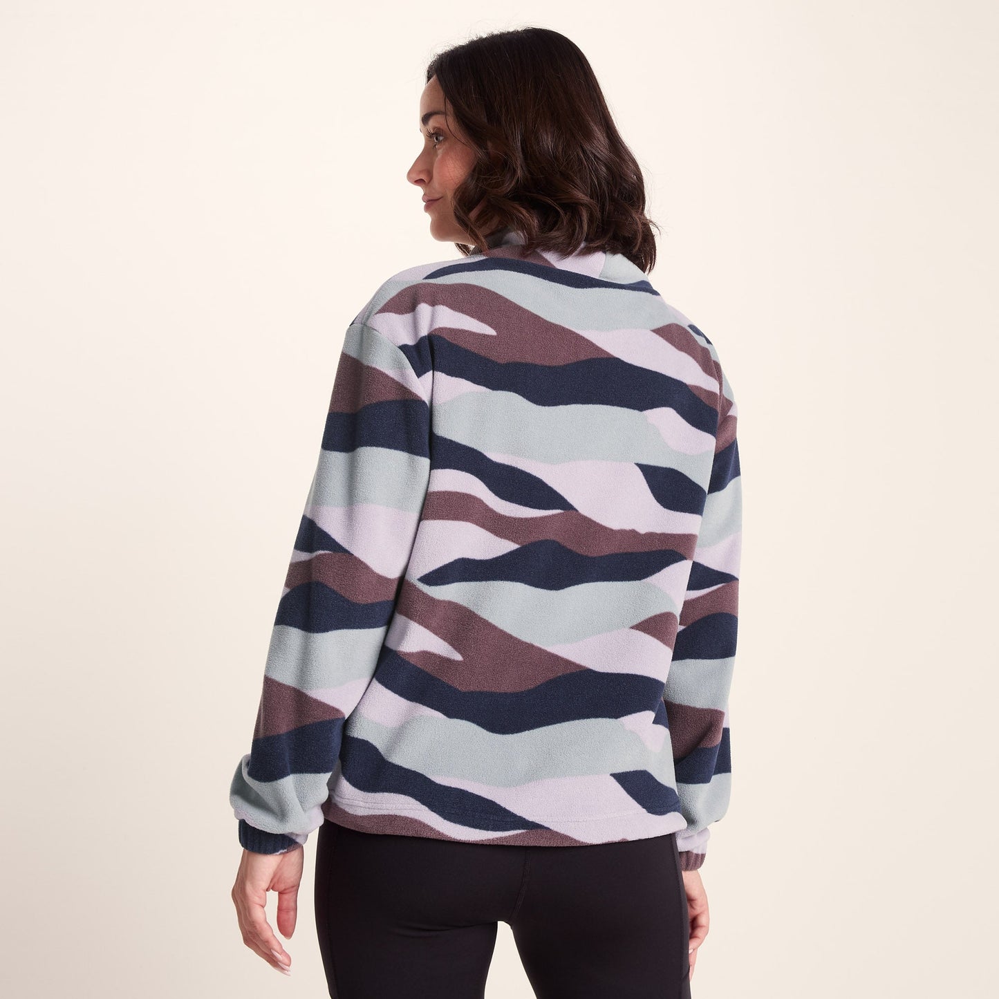 March Womens Relaxed Fit Microfleece Pullover - Landscape Print