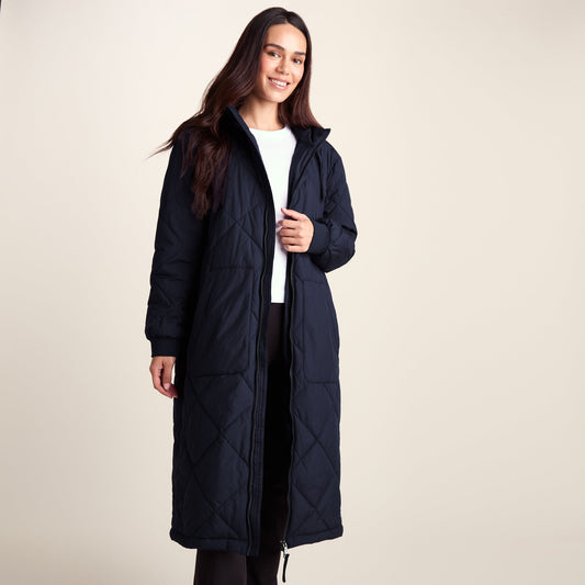 Rainey Womens Longline Lightweight Insulated Quilted Coat - Deepest Blue
