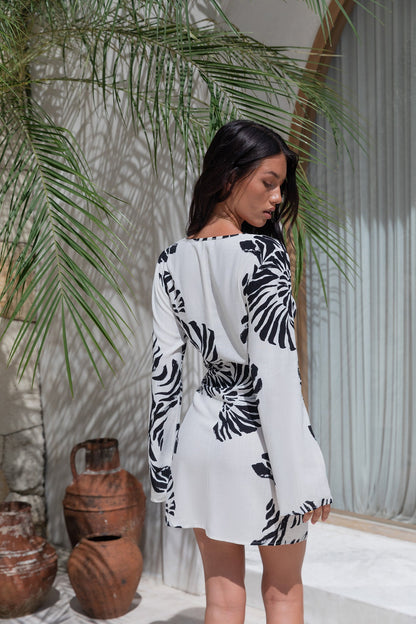 Island Time Only Long Sleeve Mini Dress Natural