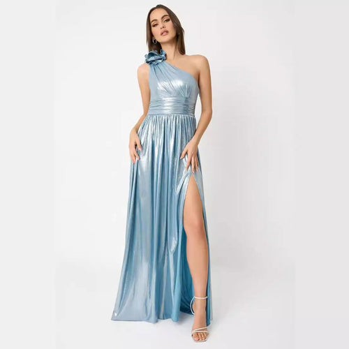 Arrival Dress Shiny Surface Sling Backless High Slit Socialite Dress