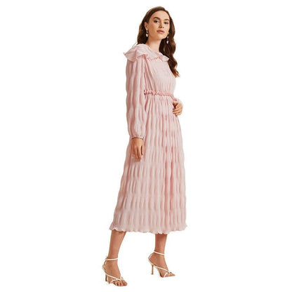 Bazaar Fall French Sweet Lace Collar Long Sleeve Dress