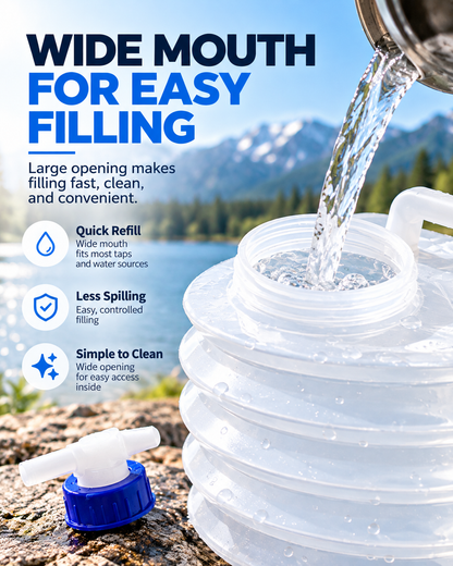 Collapsible Water Container with Spigot, Food-Grade PE BPA-Free Portable Collapsible Water Jug for Camping, Hiking, Road Trips & Emergency, 5L /10L /15L