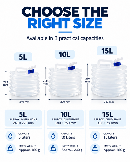 Collapsible Water Container with Spigot, Food-Grade PE BPA-Free Portable Collapsible Water Jug for Camping, Hiking, Road Trips & Emergency, 5L /10L /15L