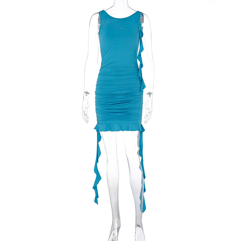 Backless Slim Fit Pleated Dress