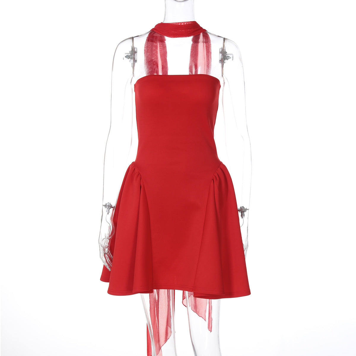 Back Zipper Tube Top Short Type Dress