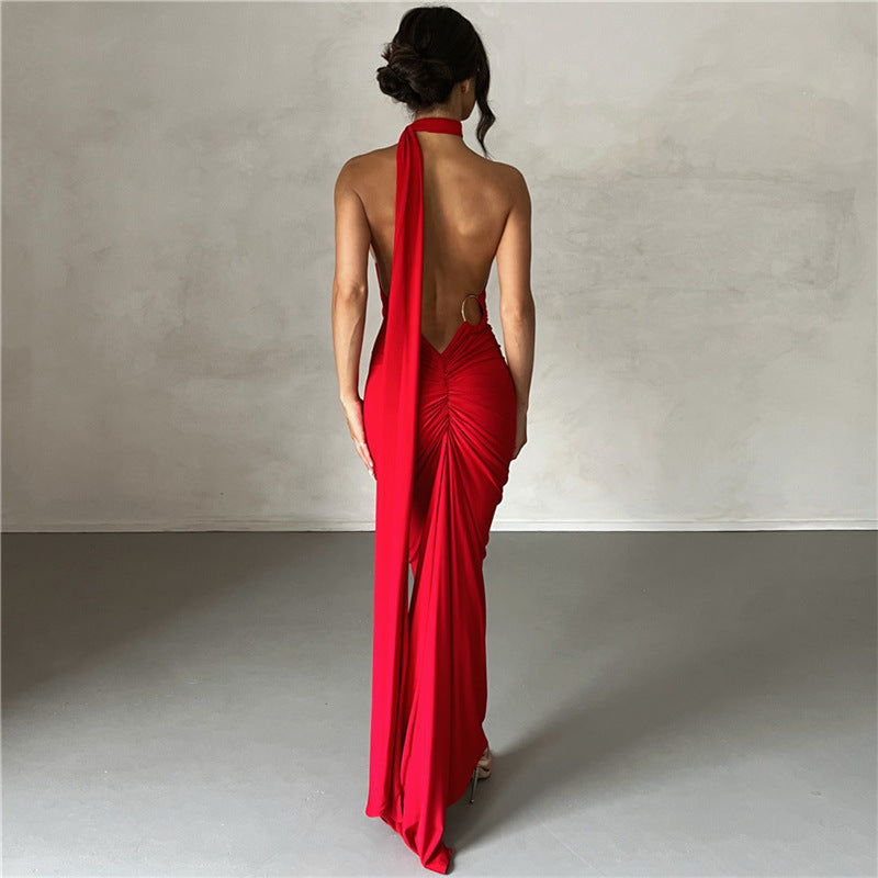 Backless Halter Sheath Slim Fit Evening Dress Dress for