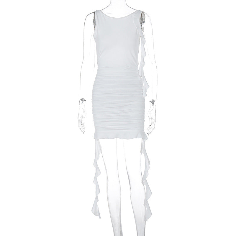 Backless Slim Fit Pleated Dress