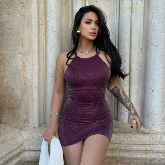 Back Cross Strap Backless Sleeveless Dress