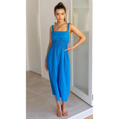 Backless Casual Waist Tight Mid Waist Solid Color Mid-Length Dress