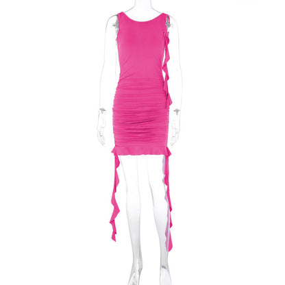 Backless Slim Fit Pleated Dress
