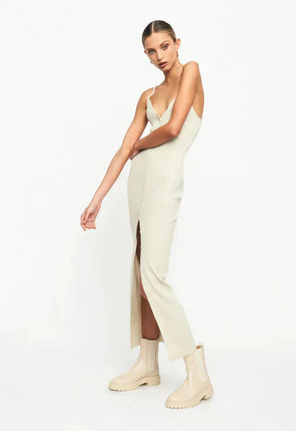 "Charlotte" long ribbed knit dress