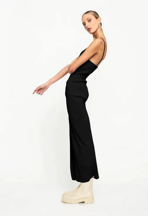 "Charlotte" long ribbed knit dress