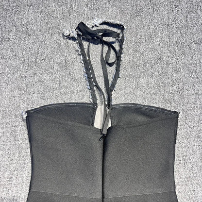 Black Diamond Strapless Maxi Bandage Dress
