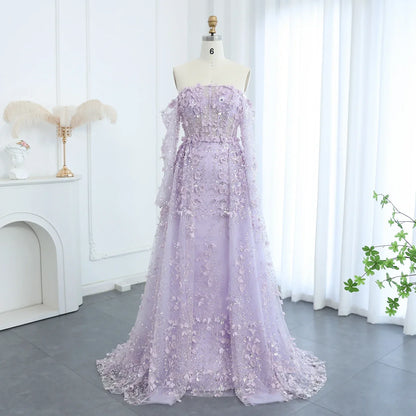 3D Floral Pink Evening Gown with Overskirt