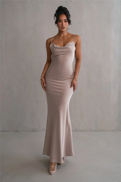 3D Flower Draped Open Back Maxi Dress