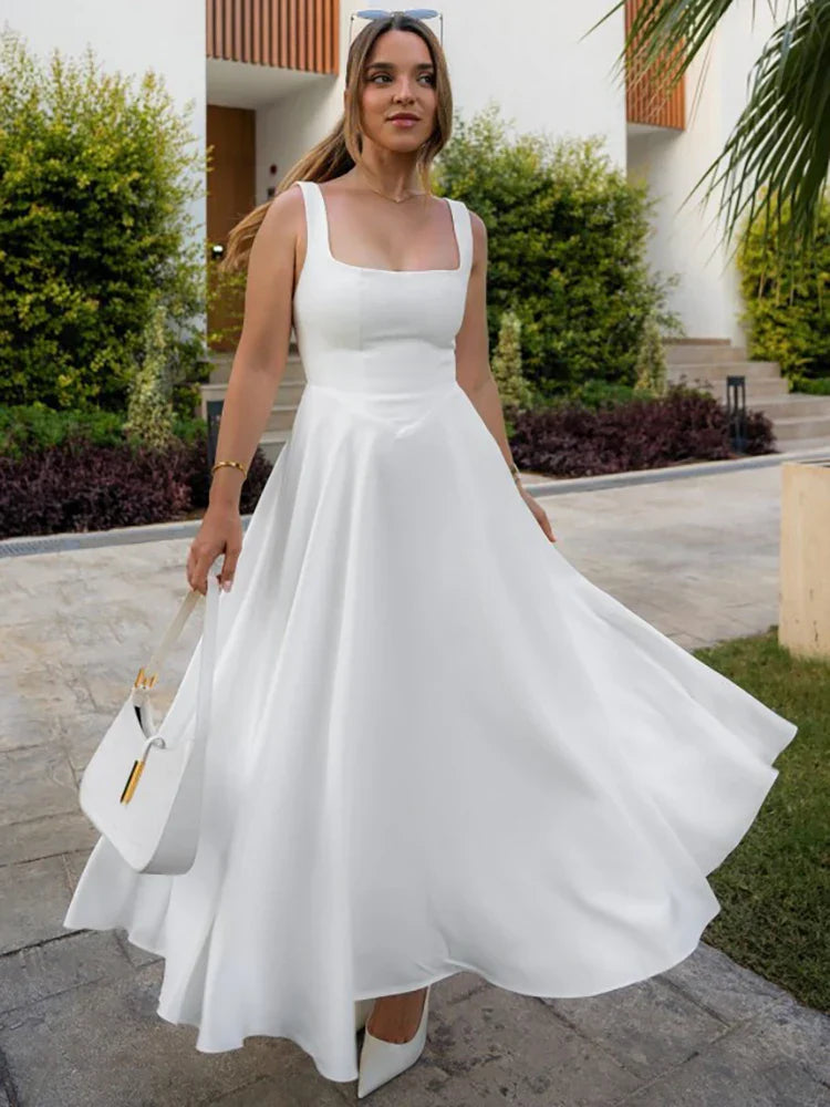 Black Maxi Dress Square Neck Spaghetti Straps