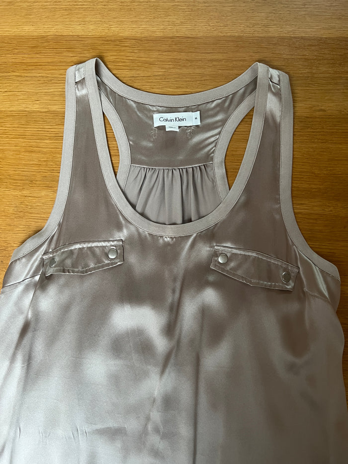 Beige Silk Tank Top - M
