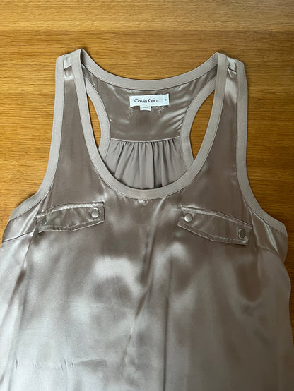 Beige Silk Tank Top - M
