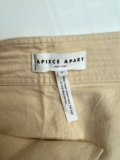 Beige Wide Cotton Pants - 0