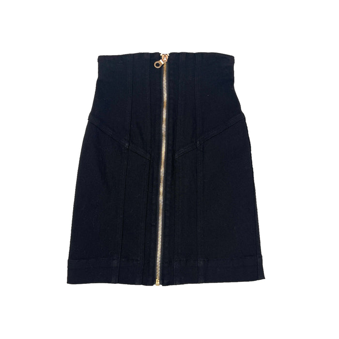 Black Denim High Waisted Skirt - 0