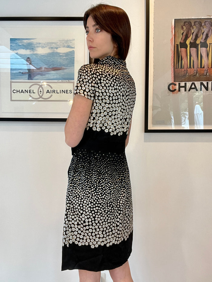 Black & Gold Silk Dress - M