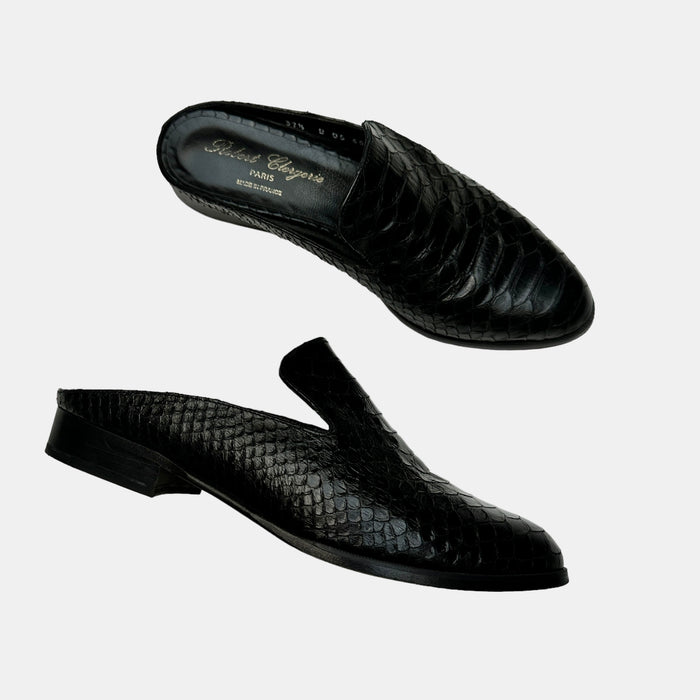 Black Leather Mules - 7.5
