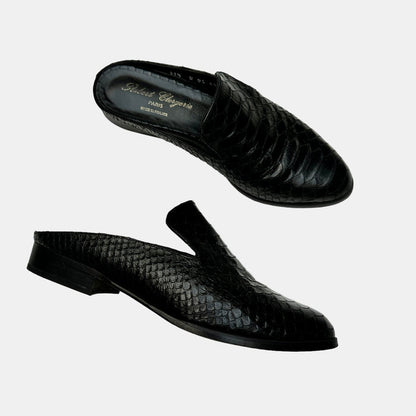 Black Leather Mules - 7.5
