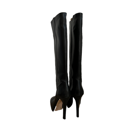 Black Leather Tall Boots - 10.5